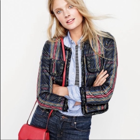 J Crew Quilted Lady Jacket in Steward Plaid Blazer (II)